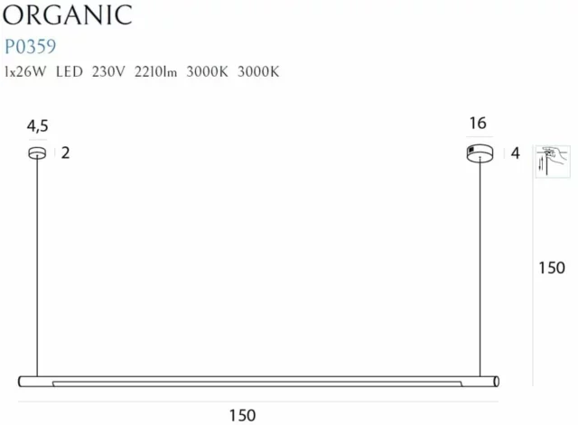 Lampy wiszące → Maxlight P0359D Organic Horizon 150cm