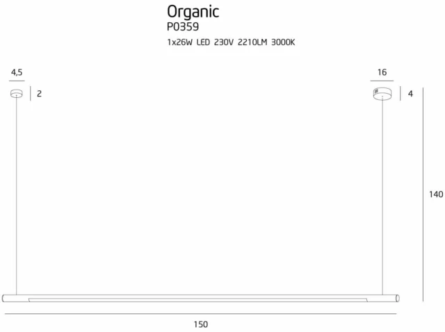 Підвісні лампи → Maxlight P0359 Organic Horizon 150cm