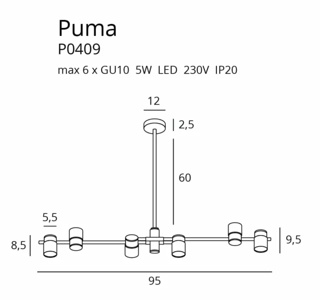 Lampy wiszące → Maxlight P0409 Puma