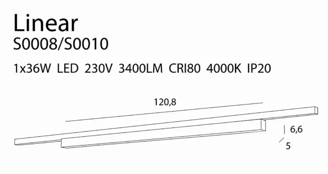 Track Systems → 3-Phase Rail Systems → Fixtures → Maxlight S0008 Linear – Lamp for 3F track