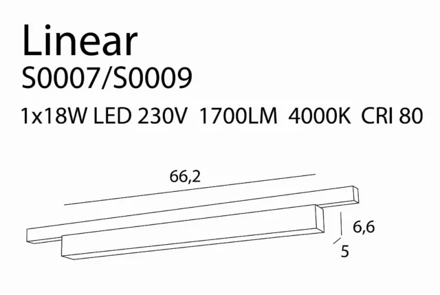 Track Systems → 3-Phase Rail Systems → Fixtures → Maxlight S0007 Linear – Lamp for 3F track