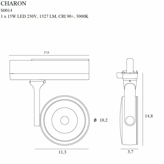 Track Systems → 3-Phase Rail Systems → Fixtures → Maxlight S0014 Charon – Lamp for 3F track