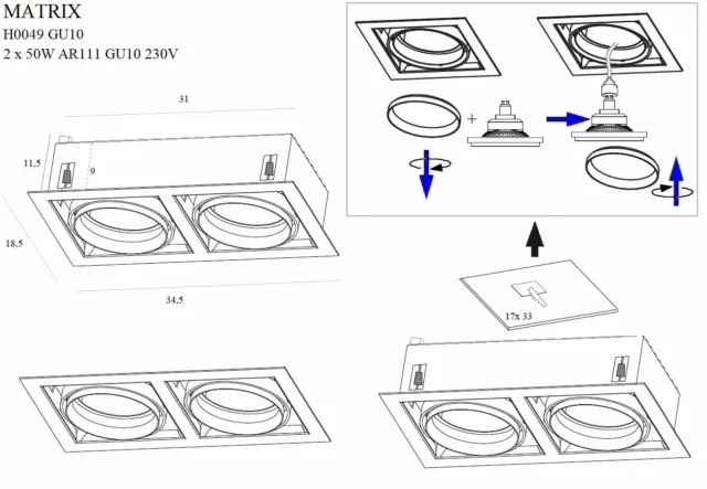 Oświetlenie Techniczne → Wpuszczane → Maxlight H0049 Matrix II
