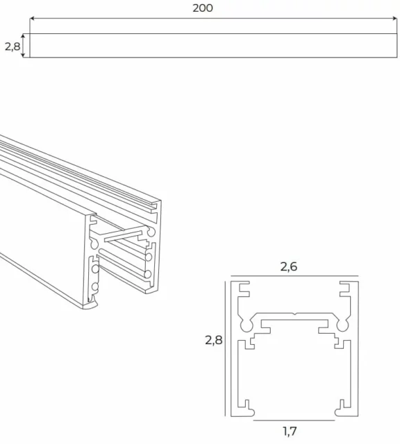 Systemy Szynowe → Magnetyczne → Szyny → Maxlight MT0012 Magnetic Szyna natynkowa niska 2m