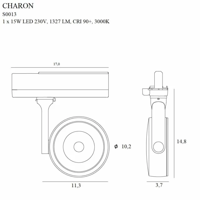 Track Systems → 3-Phase Rail Systems → Fixtures → Maxlight S0013 Charon – Lamp for 3F track