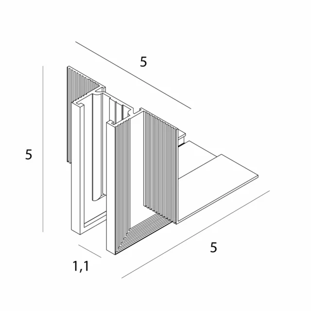 Systemy Szynowe → Micro11 → Akcesoria → Maxlight NT0005 Micro11 Kątownik wpuszczany kąt boczny zewnętrzny