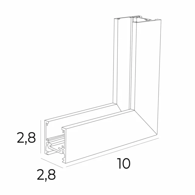 Systemy Szynowe → Magnetyczne → Akcesoria → Maxlight MT0013 Magnetic Kątownik mechaniczny narożnika szyny natynkowej niskiej MT0011/MT0012