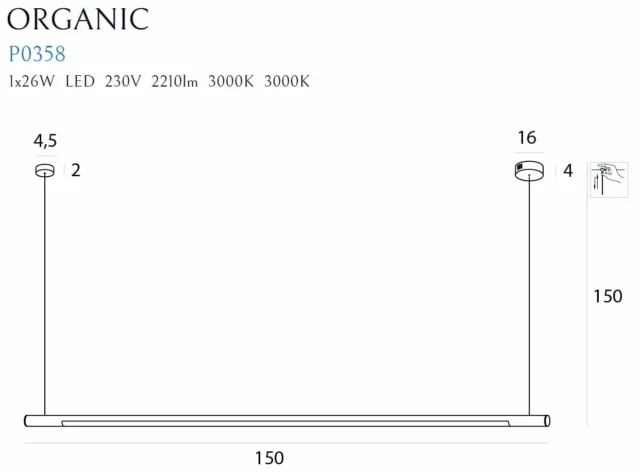 Підвісні лампи → Maxlight P0358D Organic Horizon 150cm