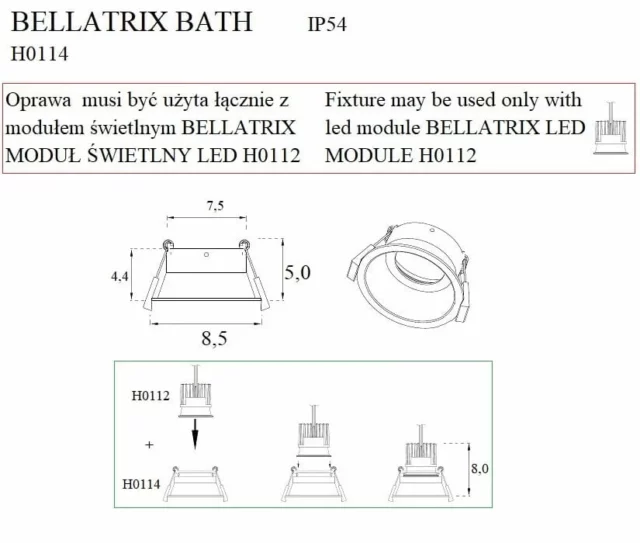 Oświetlenie Techniczne → Wpuszczane → Maxlight H0114 Bellatrix Bath