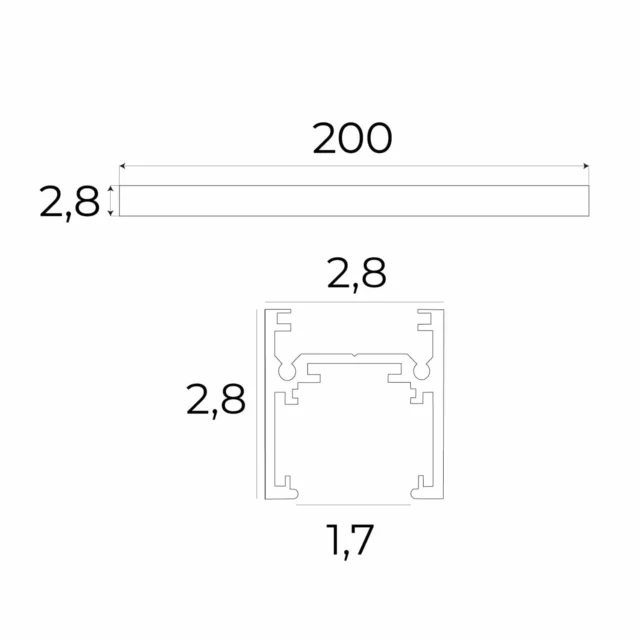 Track Systems → Magnetic → Rails → Maxlight MT0029 Magnetic Low-profile surface-mounted track 2m