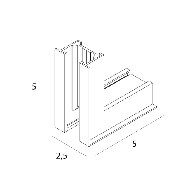 Track Systems → Micro11 → Accessories → MAXLIGHT NT0015 Micro11 Recessed spring corner bracket, external side angle