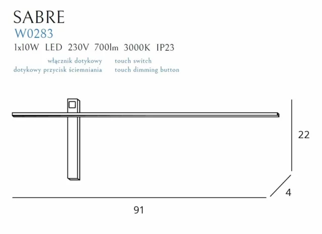 Wall lamps → Maxlight W0283 Sabre 91cm