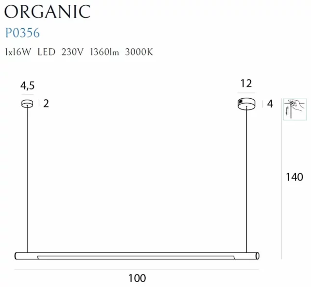 Lampy wiszące → Maxlight P0356D Organic Horizon 100cm