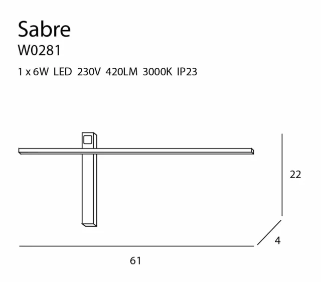 Wall lamps → Maxlight W0281 Sabre 61cm
