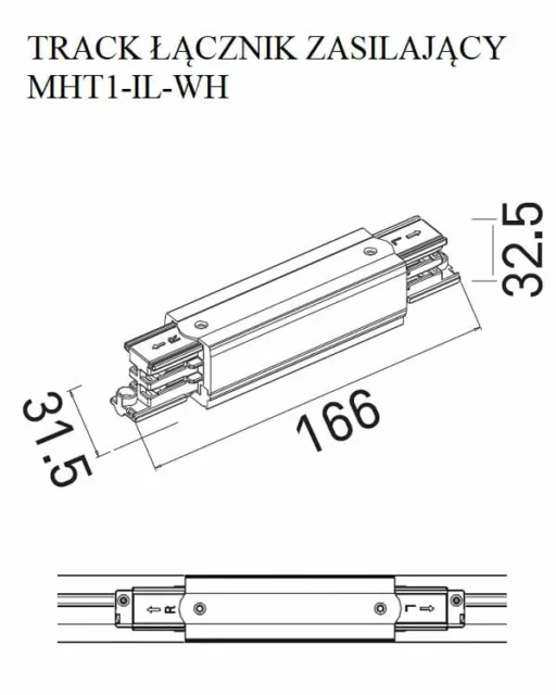 Systemy Szynowe → Systemy Szynowe 3-Fazowe → Akcesoria → Maxlight MHT1-I-WH Łącznik prosty