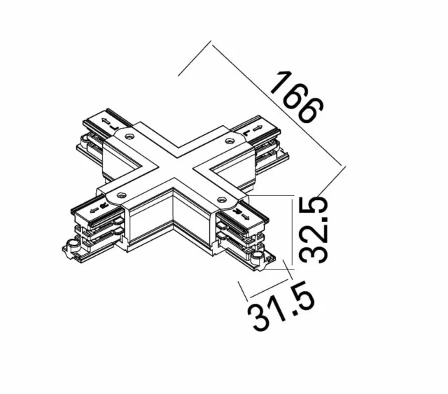 Systemy Szynowe → Systemy Szynowe 3-Fazowe → Akcesoria → Maxlight MHT1-X-BK Łącznik X