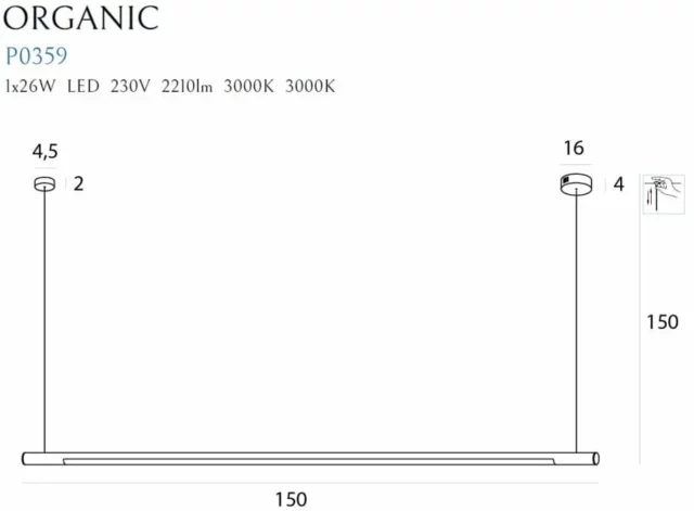 Lampy wiszące → Maxlight P0359D Organic Horizon 150cm
