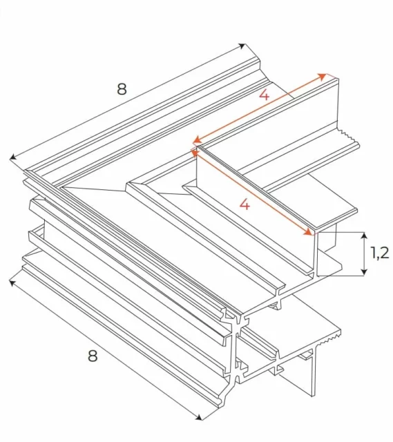 Sínrendszerek → Mágneses → Kiegészítők → Maxlight MT0010 Magnetic Wall-ceiling corner for recessed track MT0006/MT0007