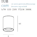 Teknisk belysning → Utanpåliggande → Maxlight C0155 Tub + Decorative ring RC0155/C0156