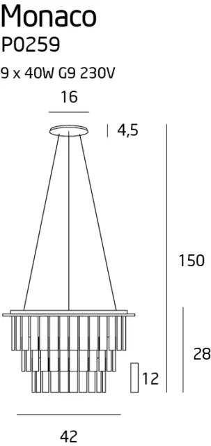 Pendelleuchten → Maxlight P0259 Monaco 42cm