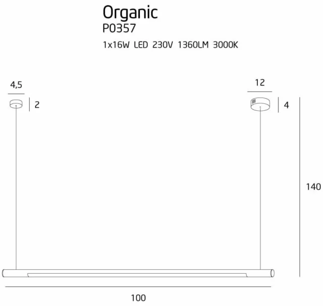 Lampy wiszące → Maxlight P0357 Organic Horizon 100cm