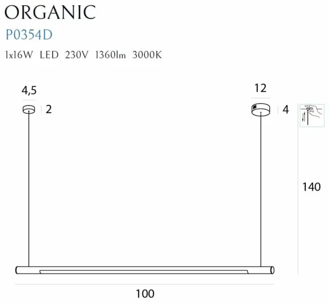Lampy wiszące → Maxlight P0354D Organic Horizon 100cm
