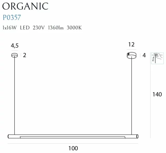 Lampy wiszące → Maxlight P0357D Organic Horizon 100cm