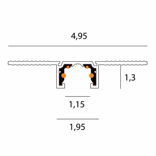 Track Systems → Micro11 → Rails → MAXLIGHT NT0002 Micro11 Micro recessed track conductor