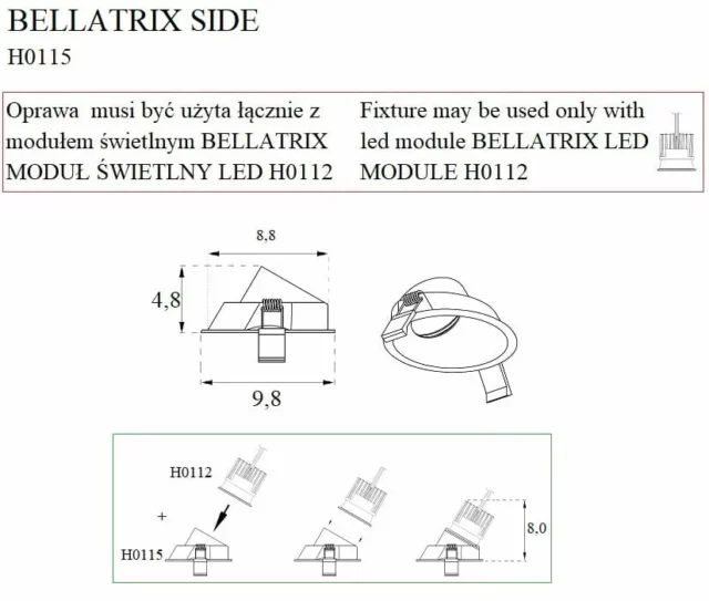 Технічне Освітлення → Вбудоване → Maxlight H0115 Bellatrix Side