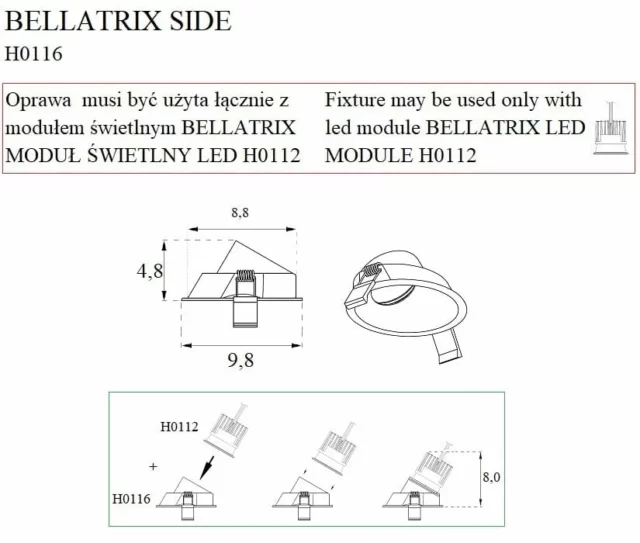 Технічне Освітлення → Вбудоване → Maxlight H0116 Bellatrix Side