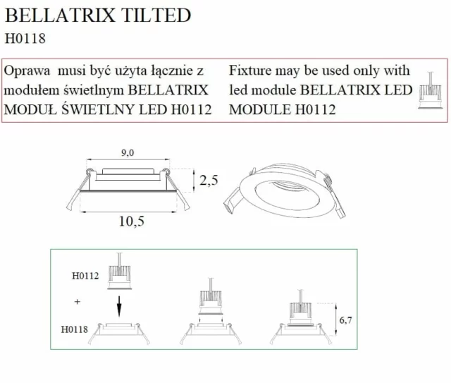 Технічне Освітлення → Вбудоване → Maxlight H0118 Bellatrix Tilted