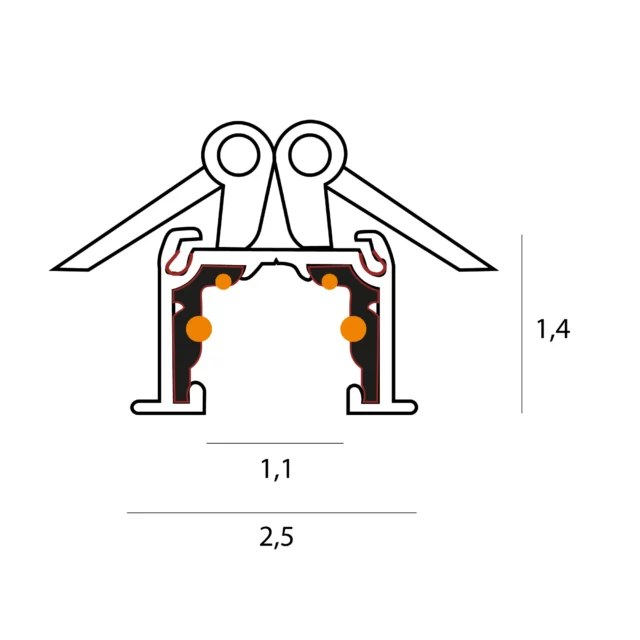 Track Systems → Micro11 → Rails → MAXLIGHT NT0011 Micro11 Micro recessed spring track conductor