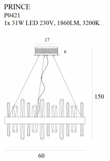 Lampes suspendues → Maxlight P0421 Prince 60cm