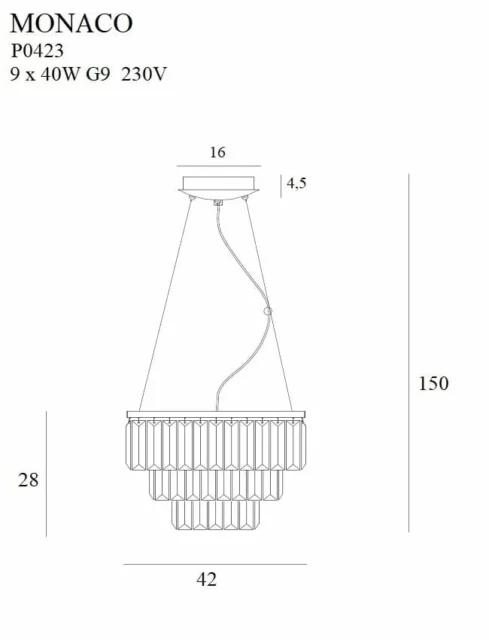 Lampy wiszące → Maxlight P0423 Monaco 42cm