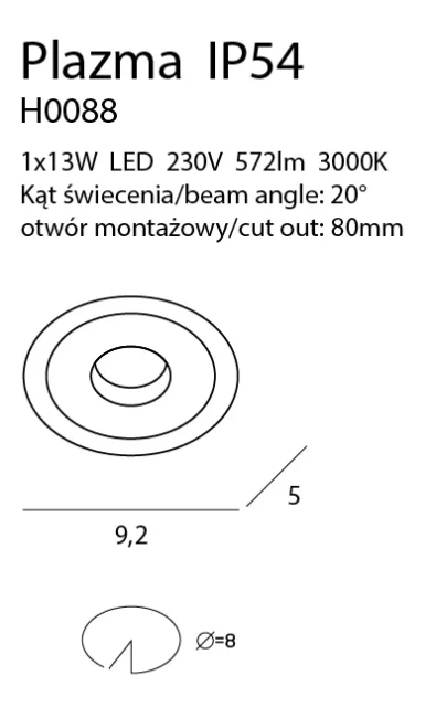 Oświetlenie Techniczne → Wpuszczane → Maxlight H0089 Plazma