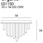 Plafonniers → Maxlight C0115D Organic 60cm