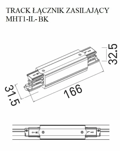Bėgelių Sistemos → 3 Fazių Bėgelių Sistemos → Priedai → Maxlight MHT1-I-BK Vidinė jungtis