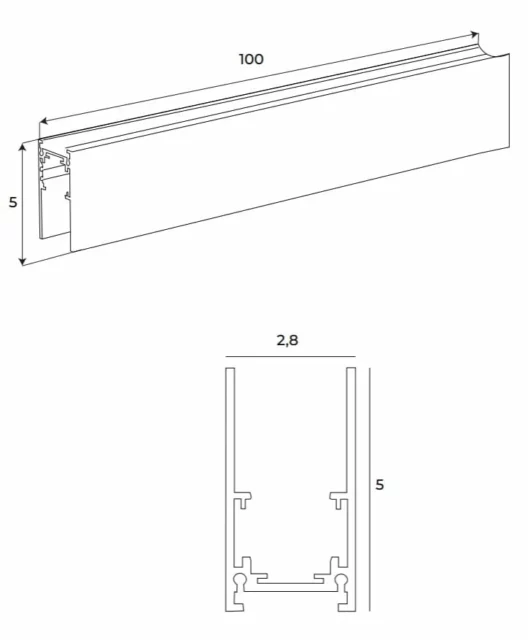 Bėgelių Sistemos → Magnetinės → Bėgeliai → Maxlight MT0018 Magnetic Aukšto profilio paviršinis bėgelis 1m