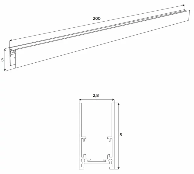 Bėgelių Sistemos → Magnetinės → Bėgeliai → Maxlight MT0019 Magnetic Aukšto profilio paviršinis bėgelis 2m