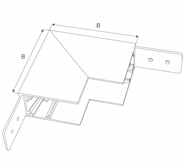 Bėgelių Sistemos → Magnetinės → Priedai → Maxlight MT0022 Magnetic Mechaninis sienos-lubų kampas aukšto profilio paviršiniam bėgeliui MT0018/MT0019